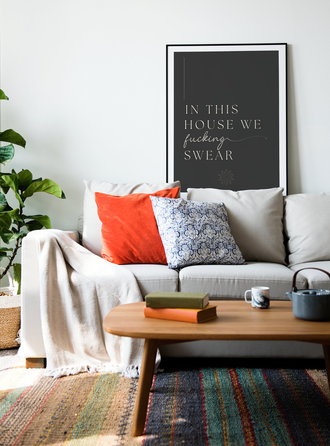 In This House We Swear Elegant Dark Family Rules Quote Poster - Image 2