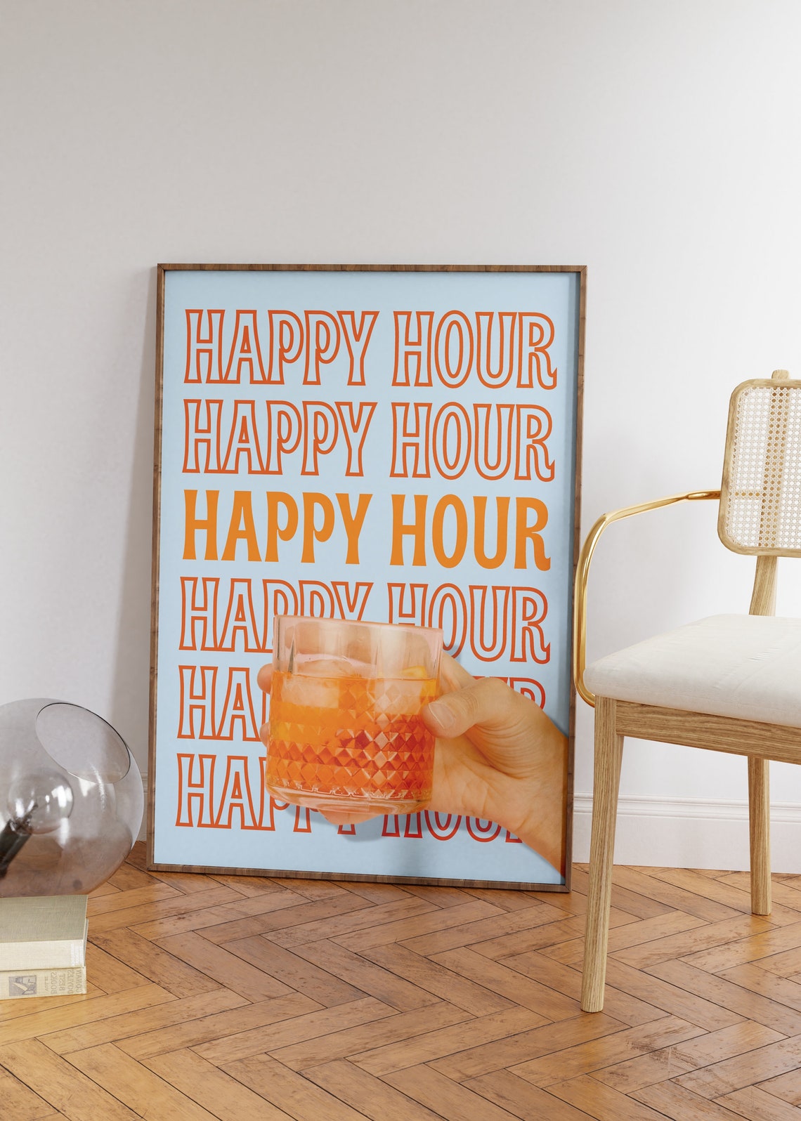Happy Hour Bold Orange Typography Spritz Cocktail Photo Poster - Image 3