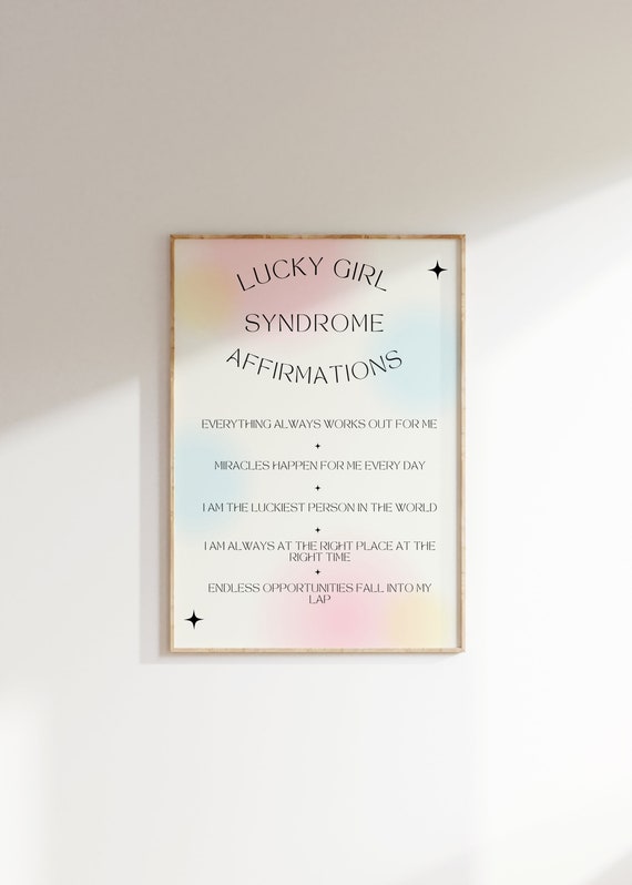 Lucky Girl Syndrome Affirmations Pastel Law of Attraction Poster