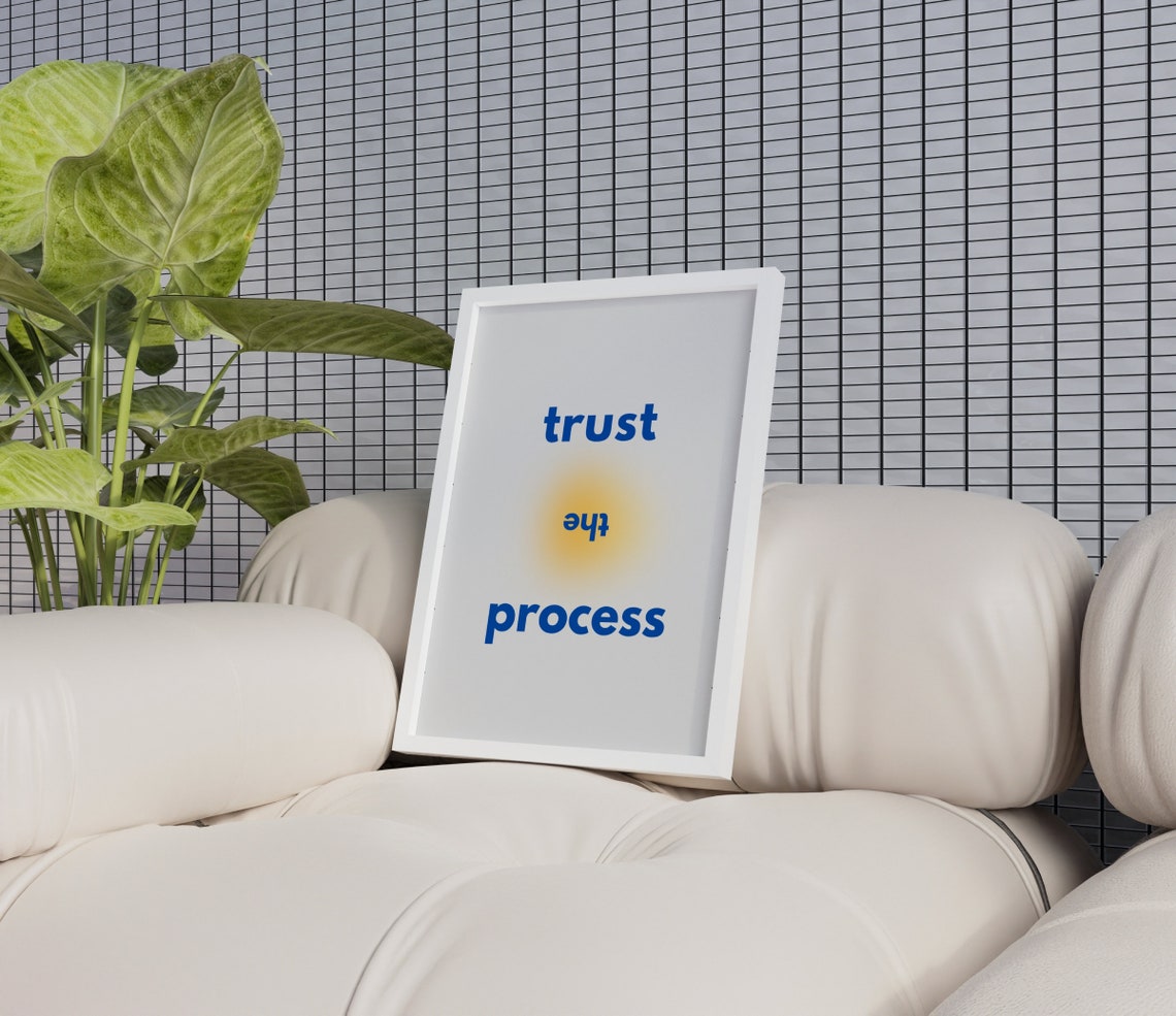 Trust The Process Blue Minimalist Typography Motivational Wall Poster - Image 2