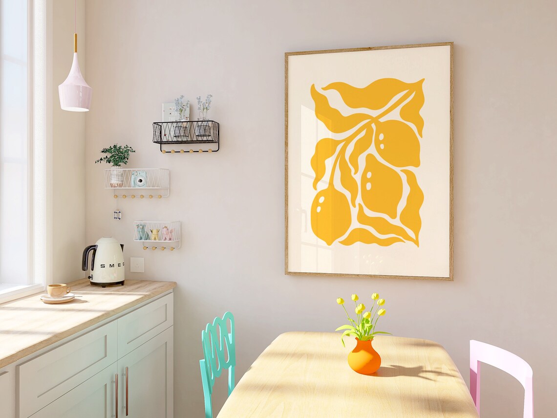Lemon Branches Minimalist Kitchen Art Print - Image 3