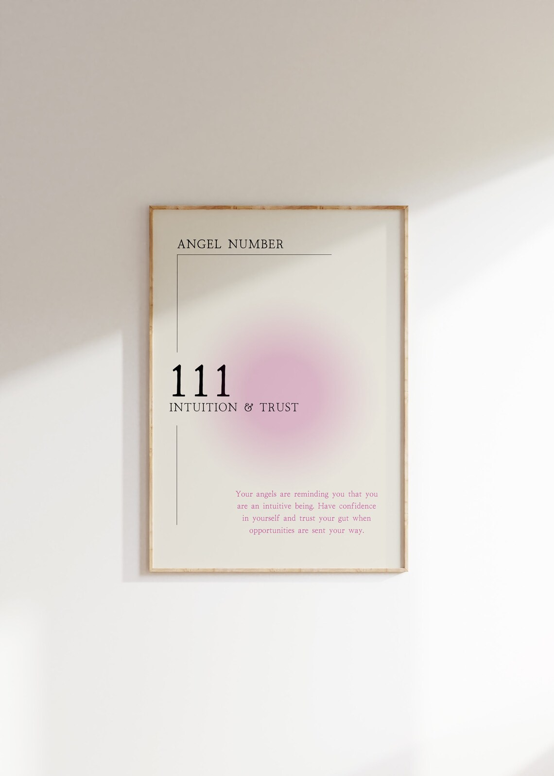 Angel Number 111 Intuition Trust Minimalist Pink Aura Spiritual Print