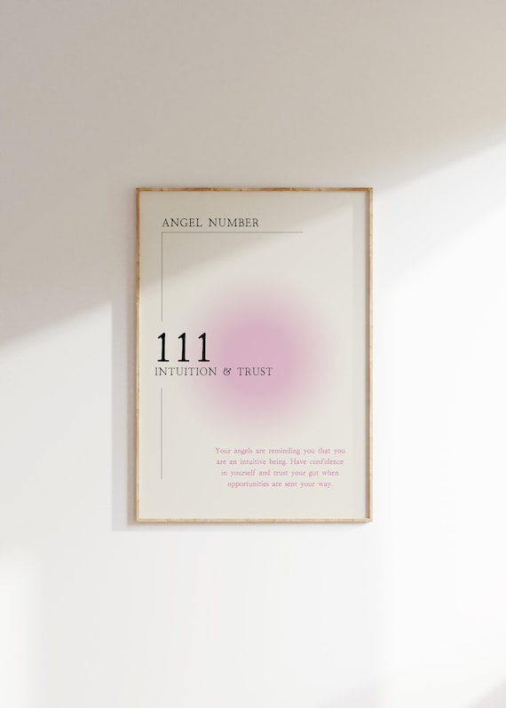 Angel Number 111 Intuition Trust Minimalist Pink Aura Spiritual Print