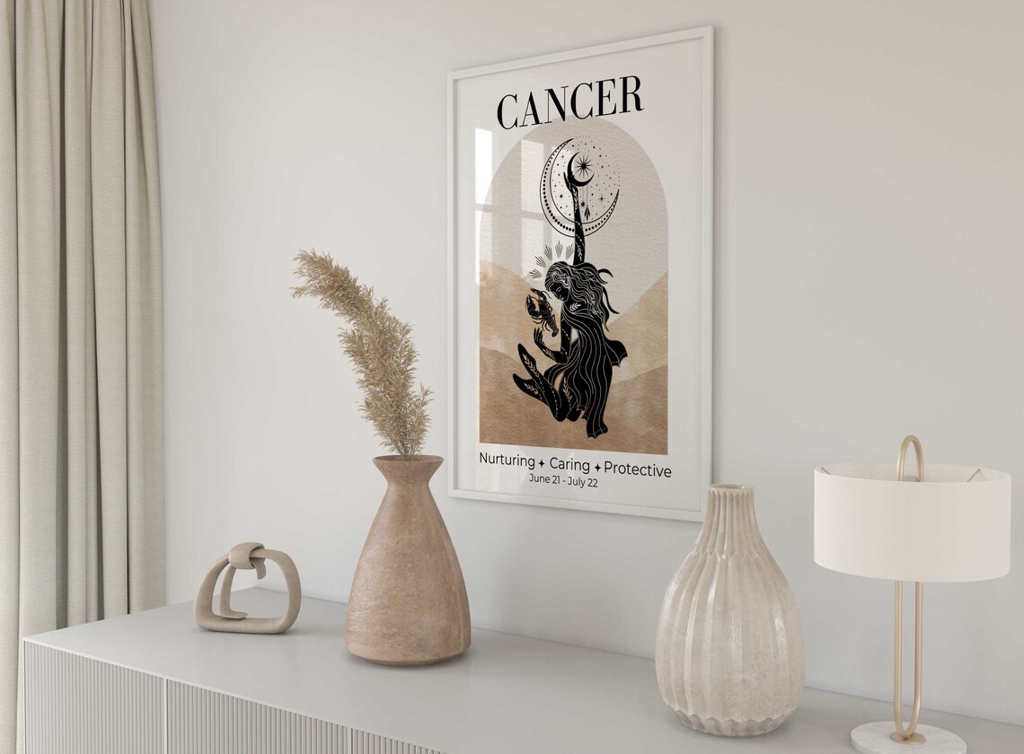Cancer Zodiac Goddess Astrology Poster, Celestial Decor - Image 2