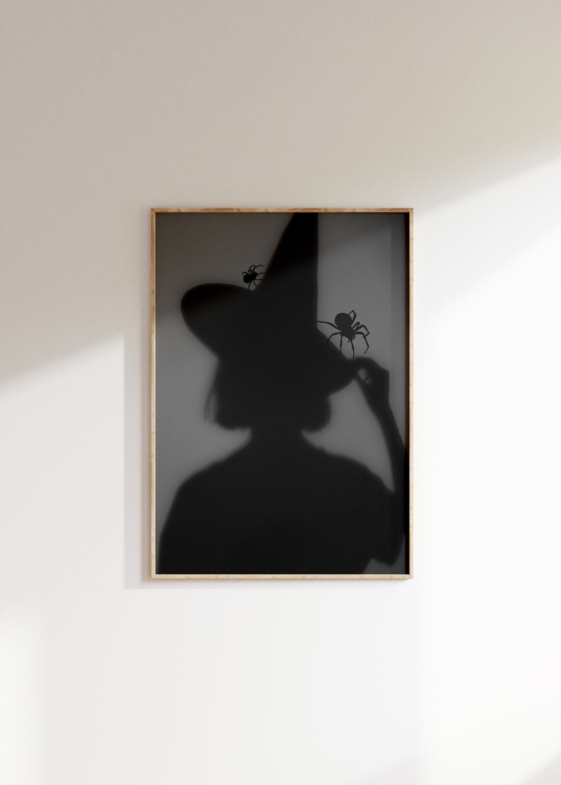 Witch Silhouette Hat Spiders Moody Black Spooky Halloween Art Poster