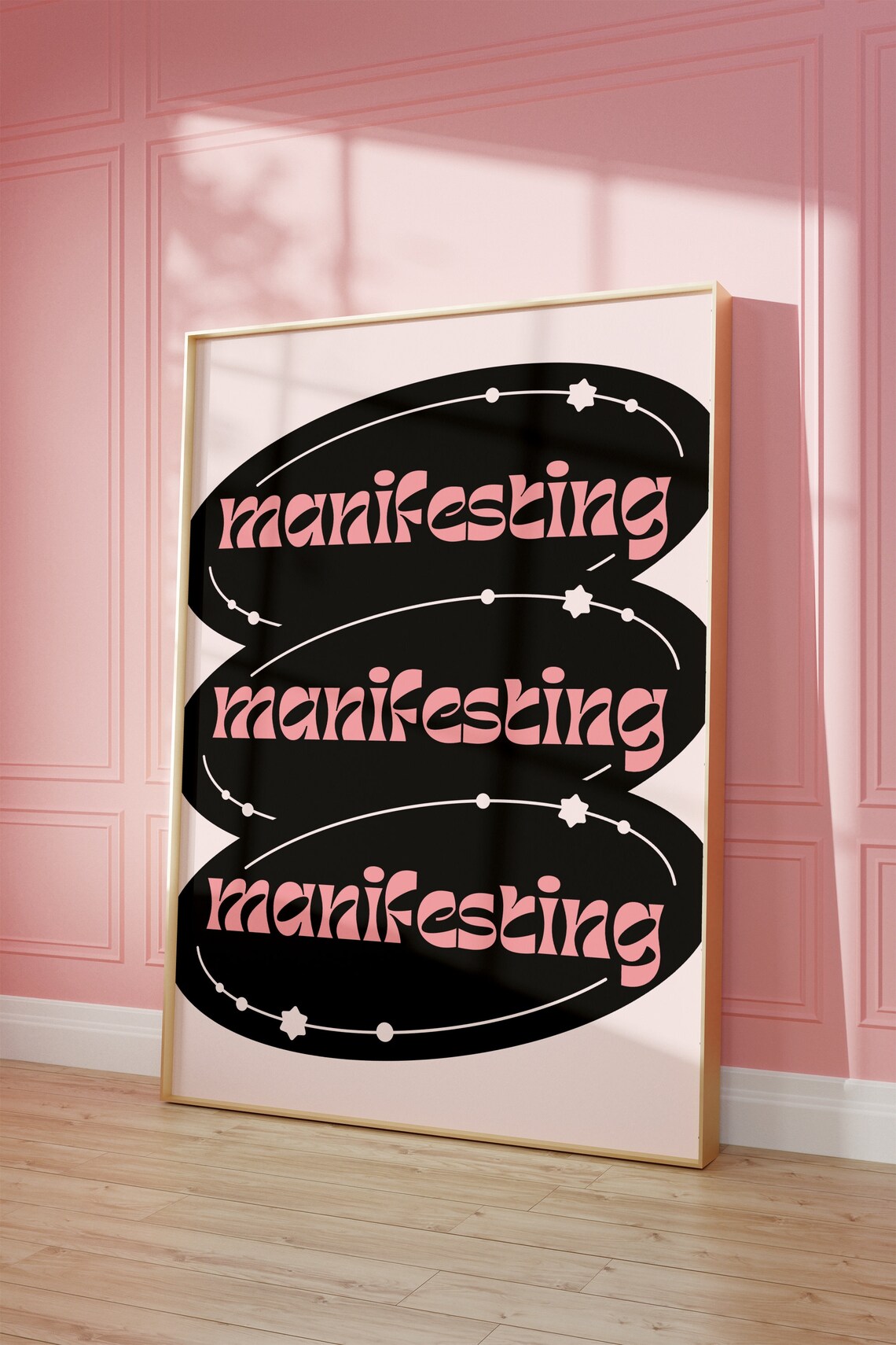 Manifesting Retro Pink Law of Attraction Spiritual Quote Art Poster - Image 2