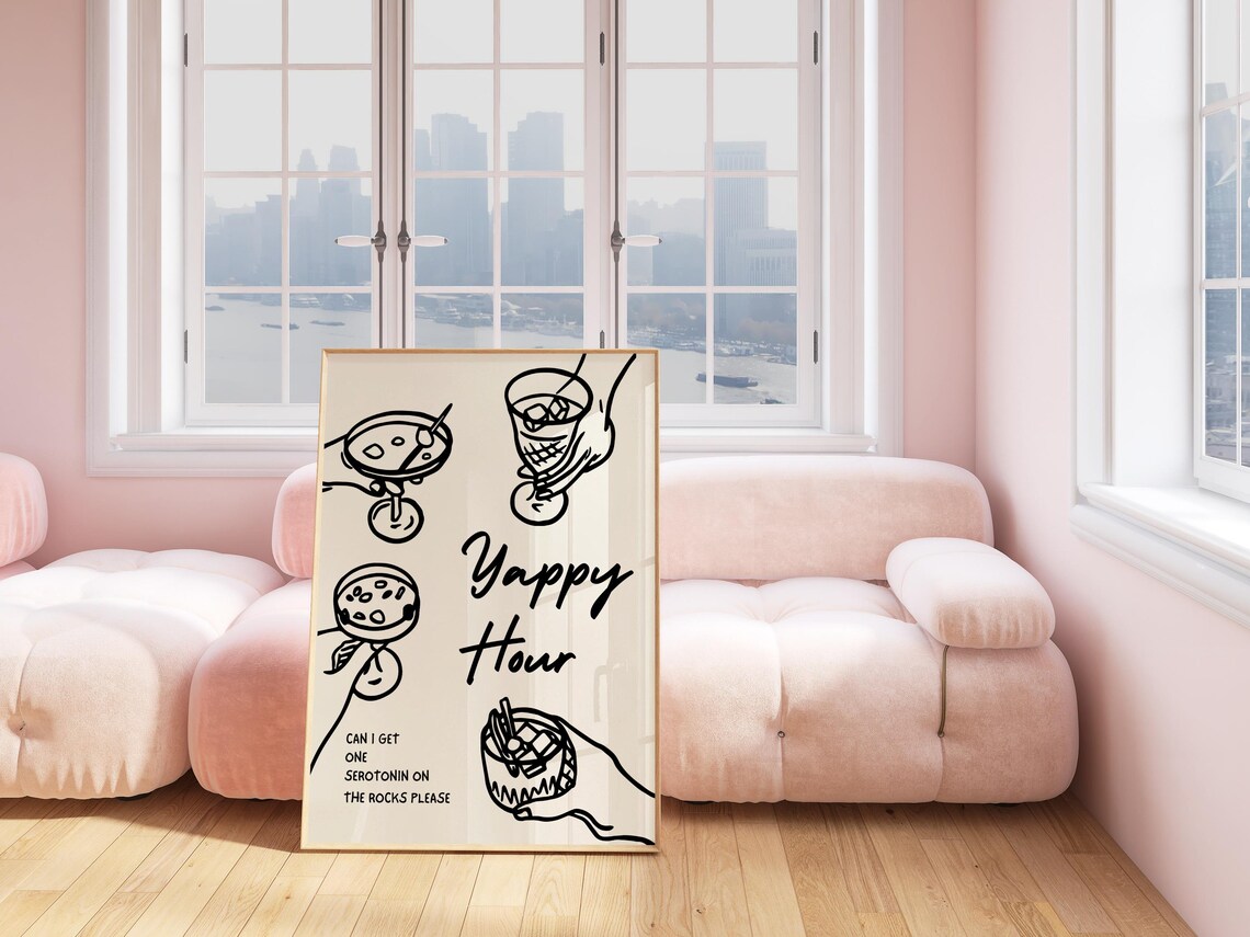 Yappy Hour Art Print, Funny Kitchen Decor