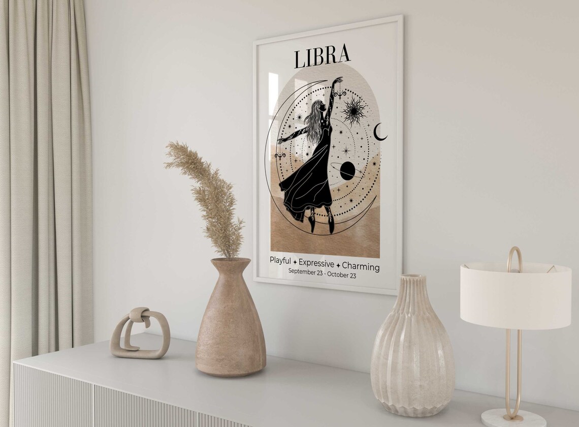 Libra Zodiac Goddess Astrology Wall Art Print - Image 2