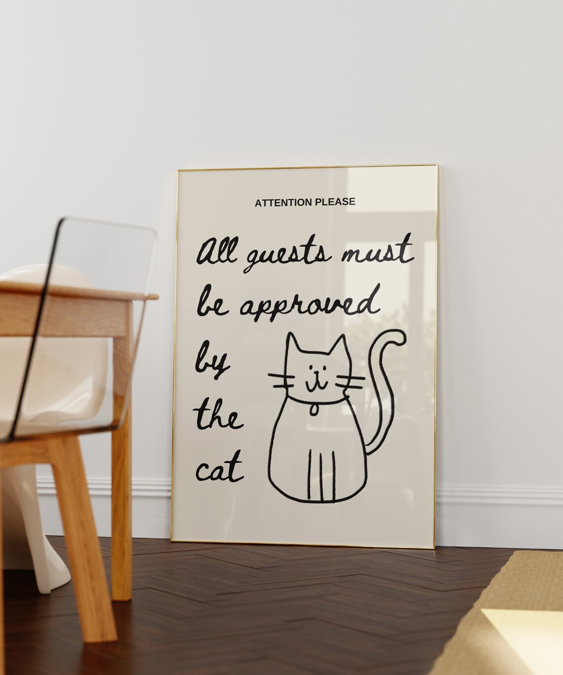 All Guests Must Be Approved By The Cat, Funny Art Print - Image 2