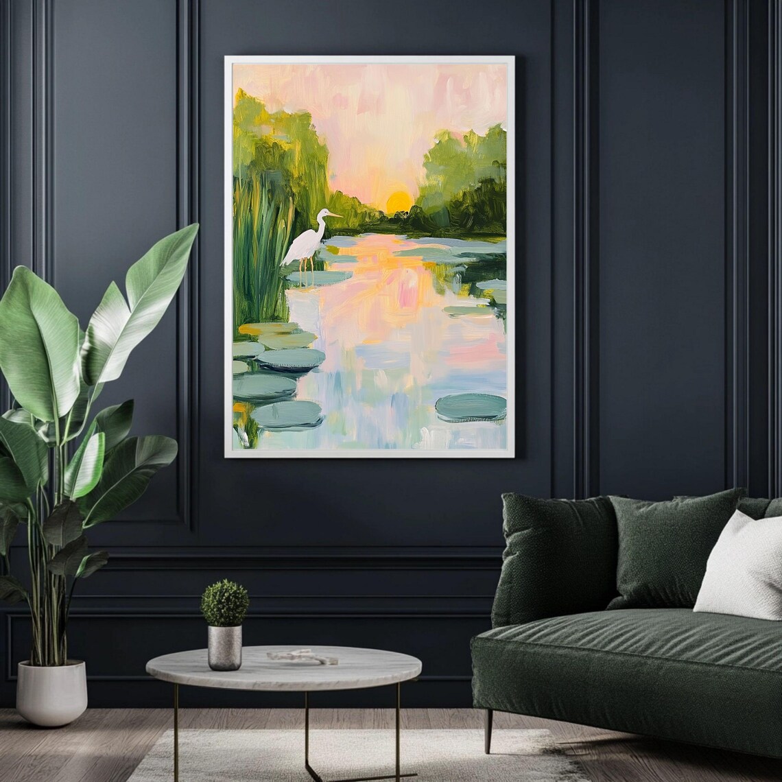 Sunset Aesthetics Coastal Abstract Marsh Painting - Image 5
