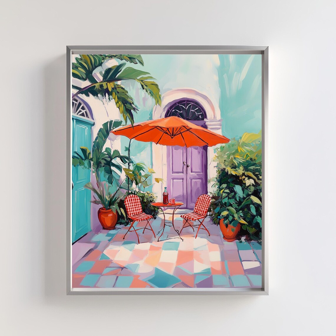 Mediterranean Courtyard Patio Scene Art Print