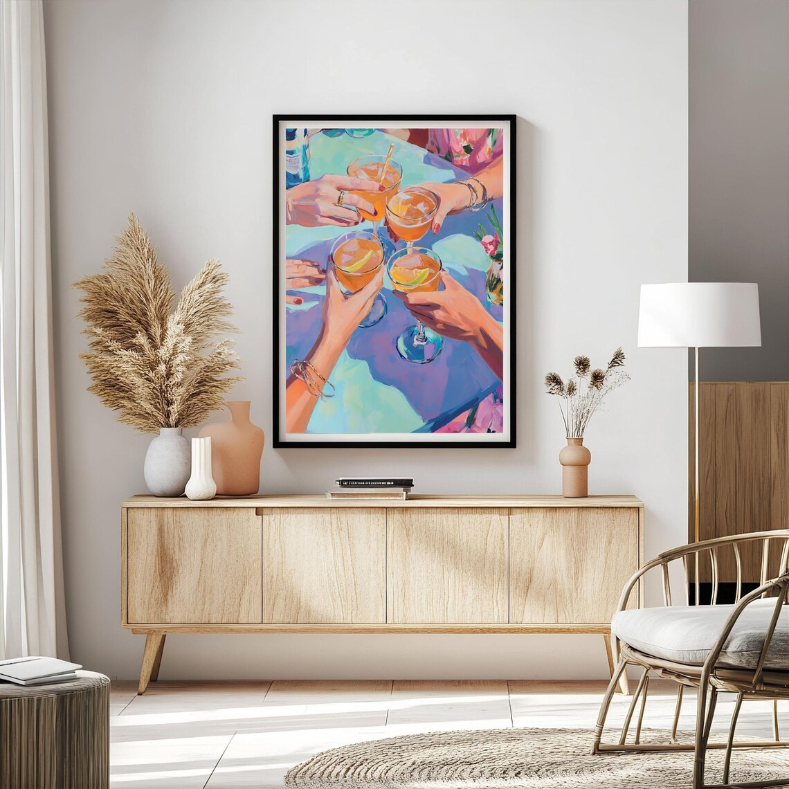 Cocktail Party Cheers Artwork, Summer Bar Decor - Image 2