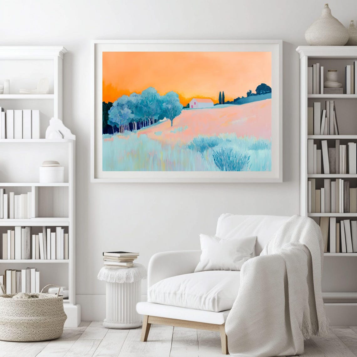 Winter Sunset Rural Landscape Art Print, Coquette Room - Image 3