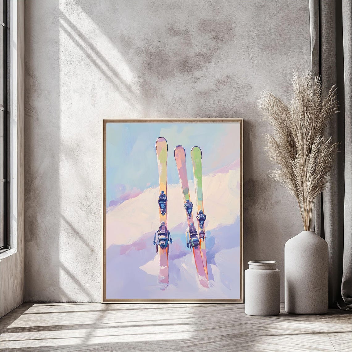 Ski Decor Print Winter Adventure Art Ski Wall Art Snowy Mountain Scene Pastel Skiing Decor Winter Sports Art - Image 5