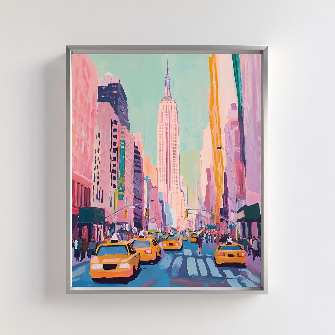 New York City Poster Print, Modern Cityscape Illustration