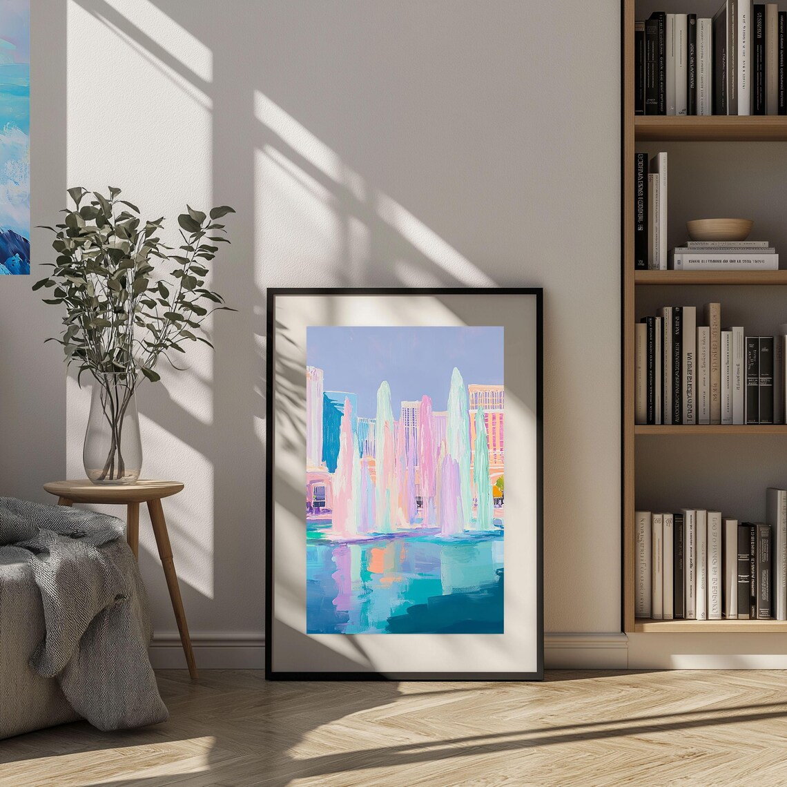 Las Vegas Fountain Art Print, Pastel Cityscape - Image 5