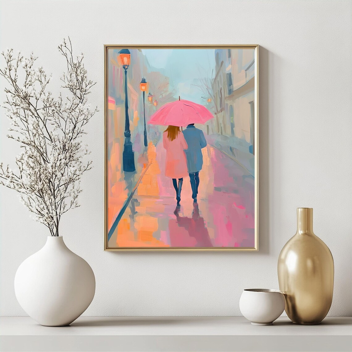 Romantic Rainy Walk, Paris Street Art Print - Image 2