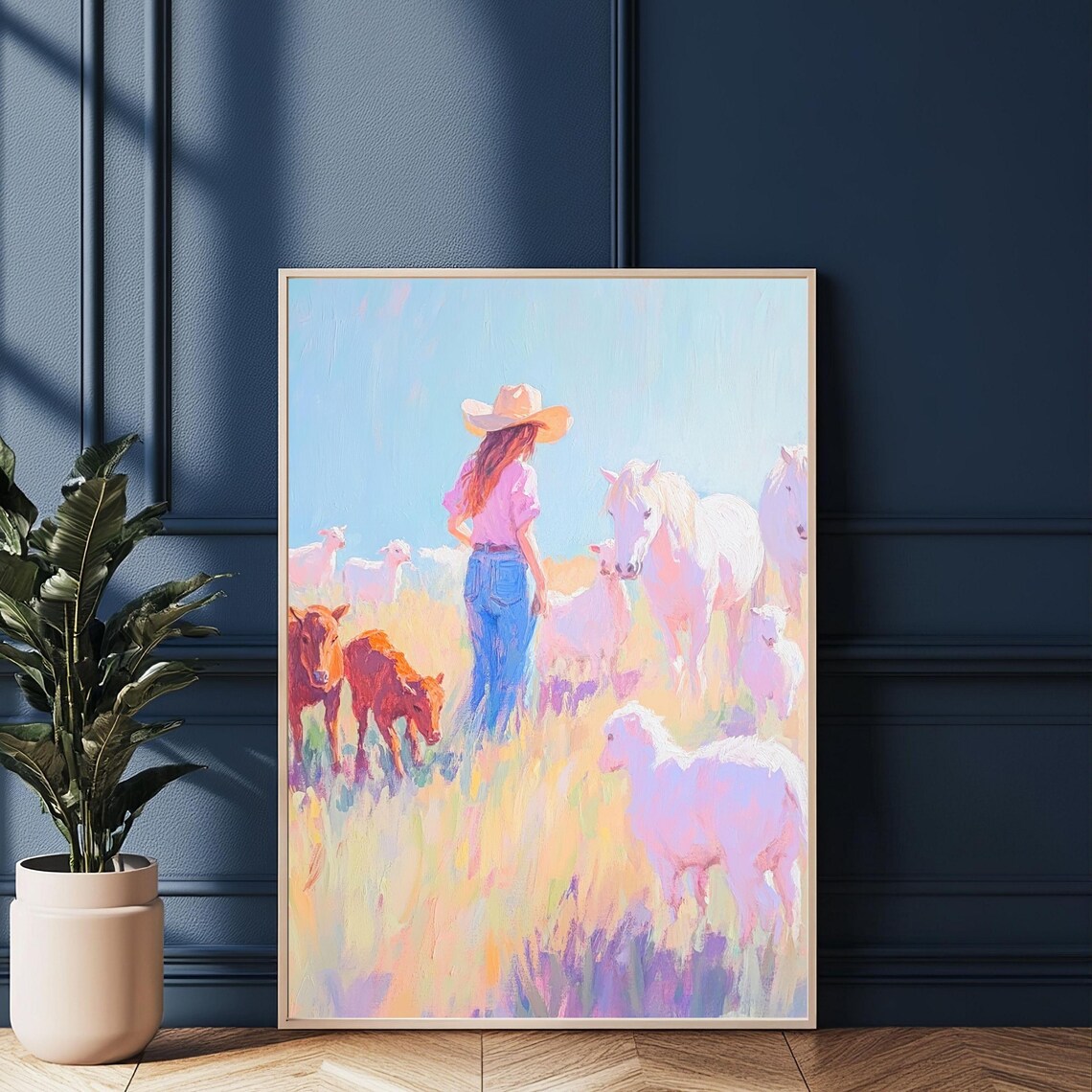 Pastoral Western Cowgirl and Horses Art Print - Image 5