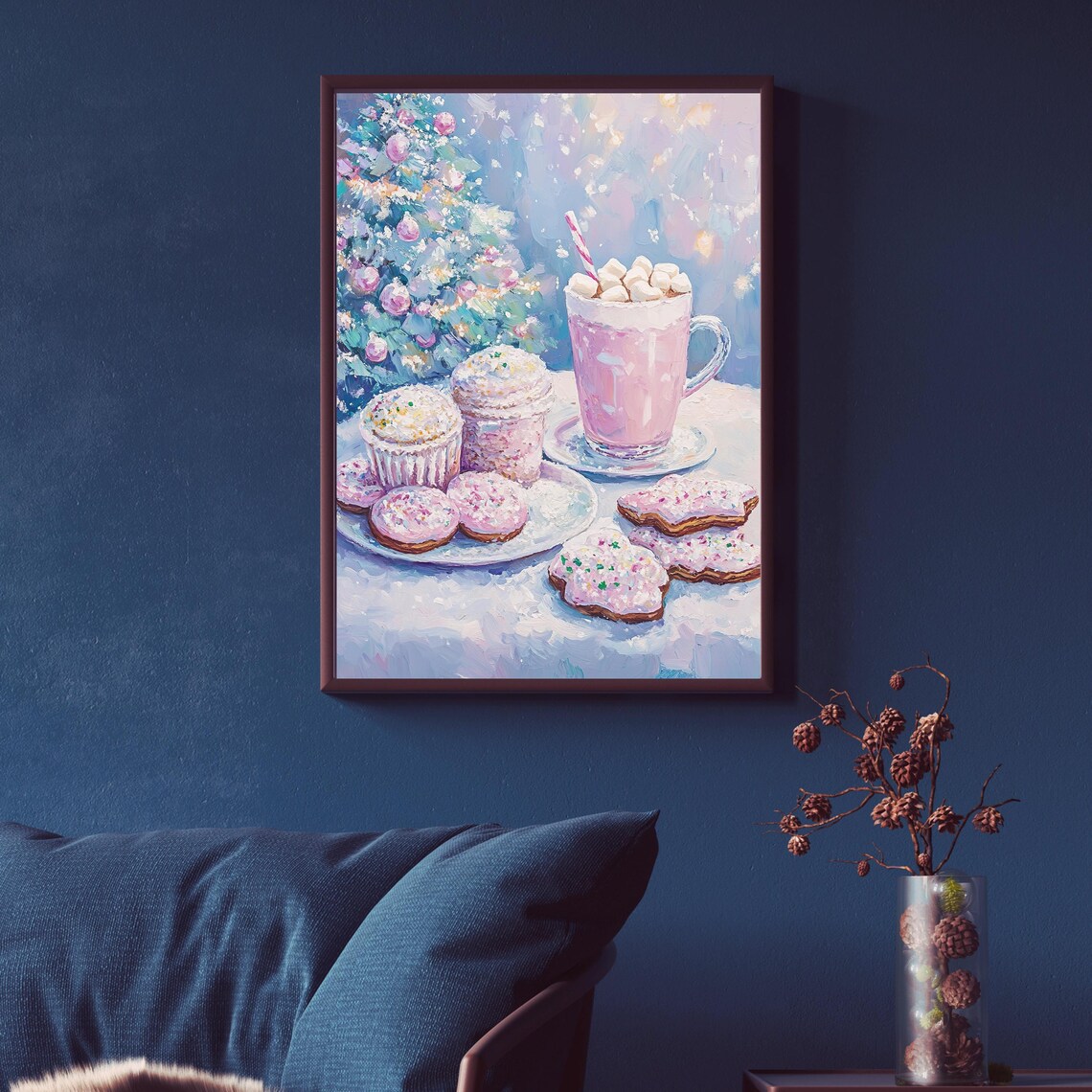 Christmas Dessert Art Print, Cozy Holiday Treat Scene - Image 2