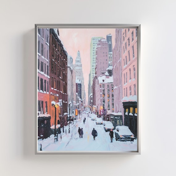 Winter Cityscape, Snowy Urban Street Painting