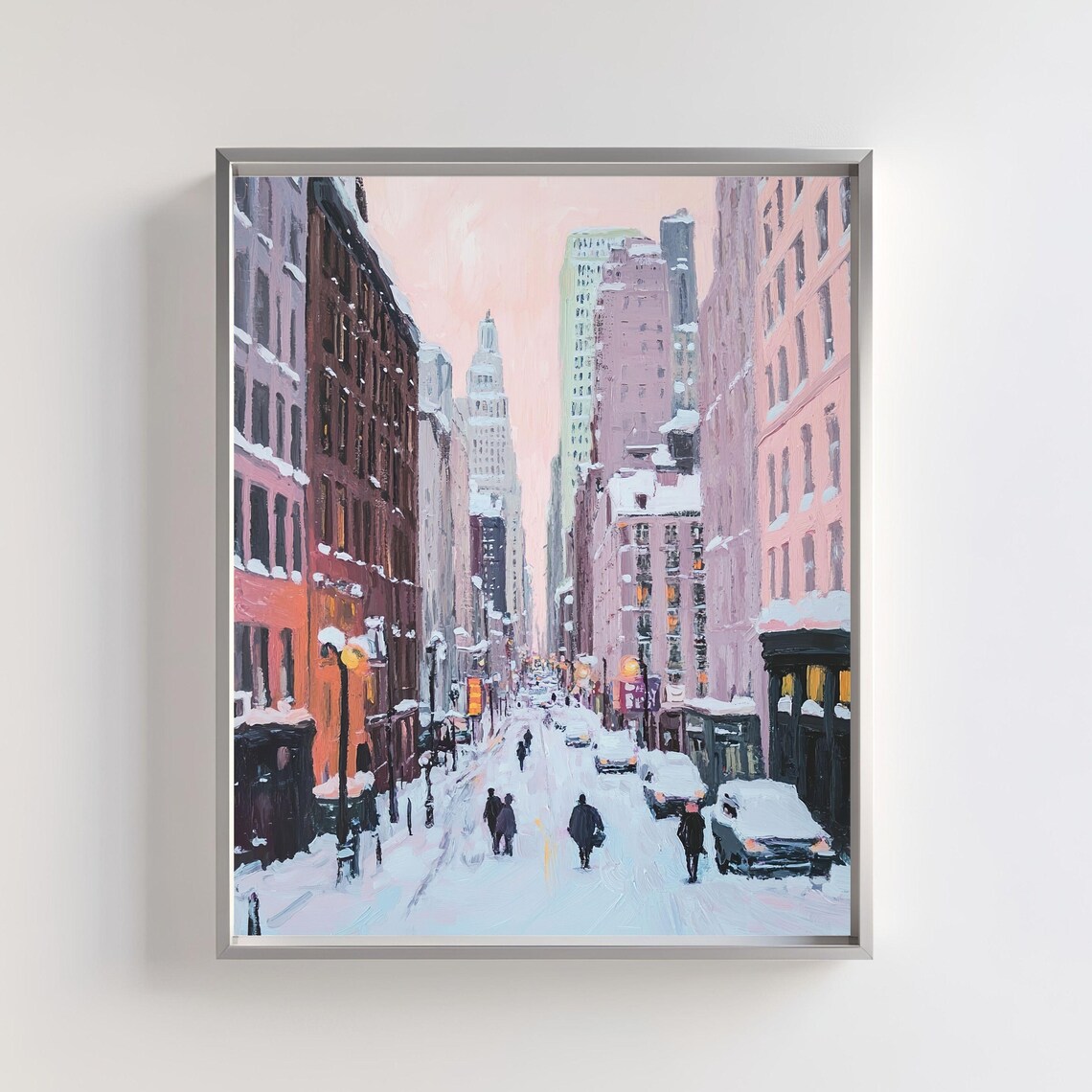 Winter Cityscape, Snowy Urban Street Painting