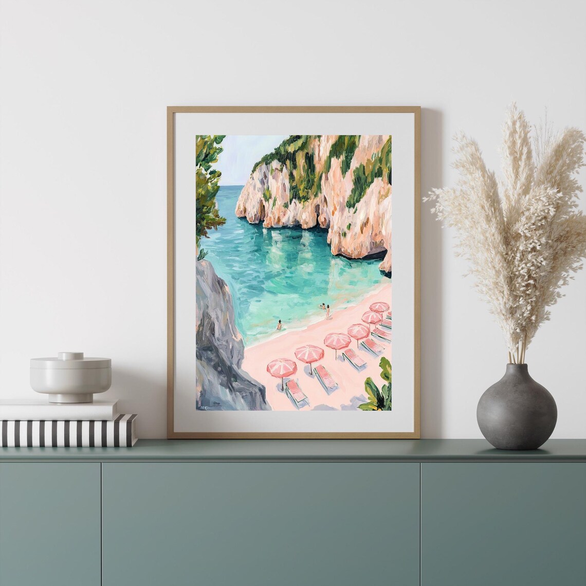 Coastal Beach Landscape, Mediterranean Seaside Painting - Image 4