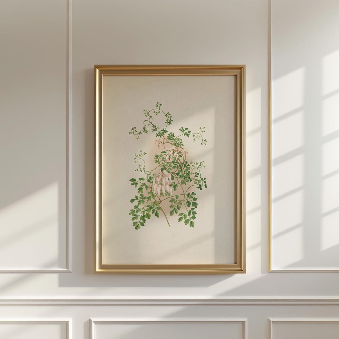 Climbing Vine Botanical Illustration Pink Buds Fern Leaves Poster - Image 5