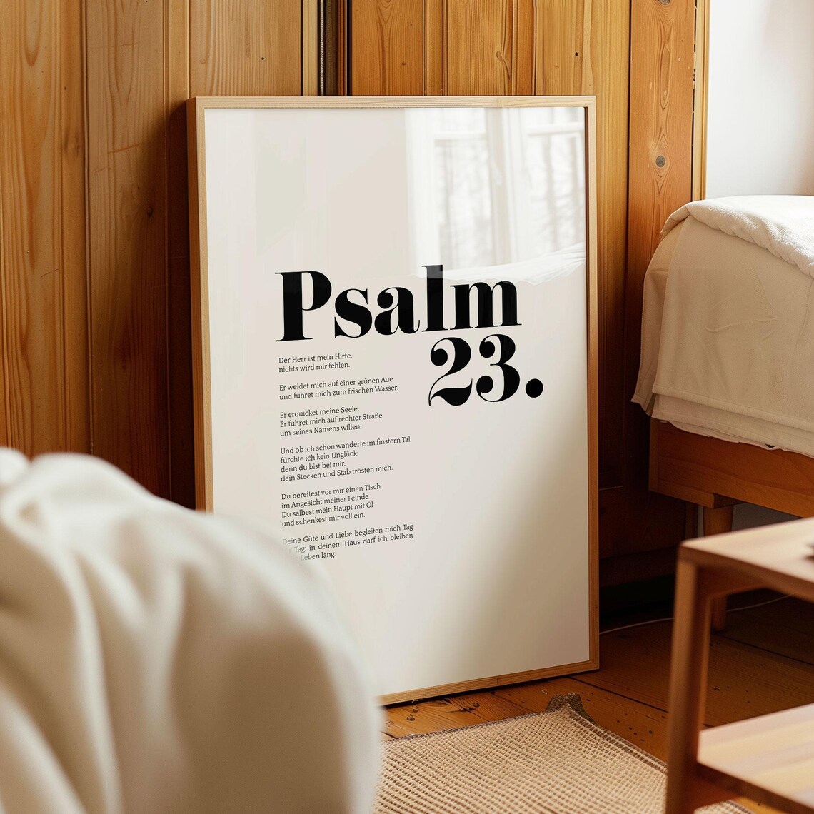 Psalm 23 German Bible Verse, Minimalist Poster
