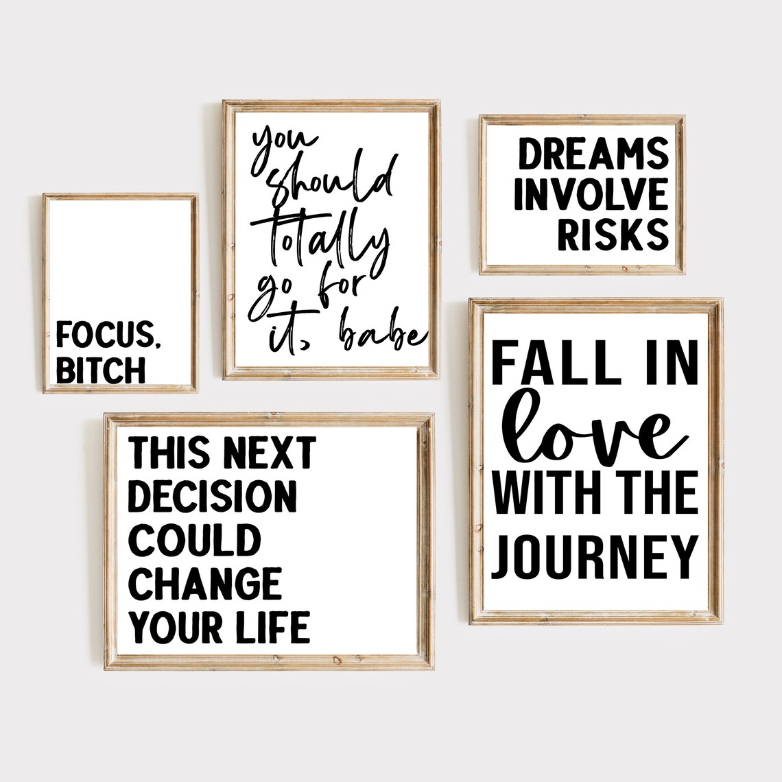 Office Wall Art Set Work From Home Signs Boss Gift Women Growth Mindset Printables Inspirational Poster Bundle Black White Quote Prints