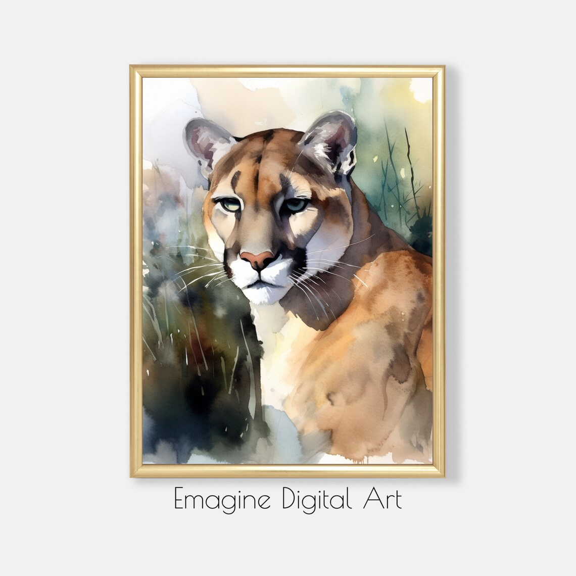 Mountain Lion Wildlife Art Print, Nature Decor
