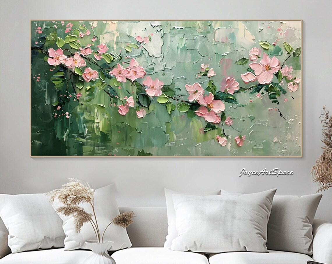 Spring Blossoms Oil-Painting Art Print, Floral Abstract
