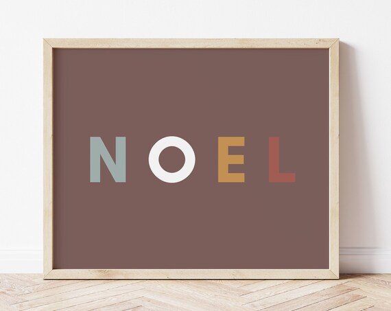 Noel Colorful Block Letters Modern Brown Minimal Christmas Poster