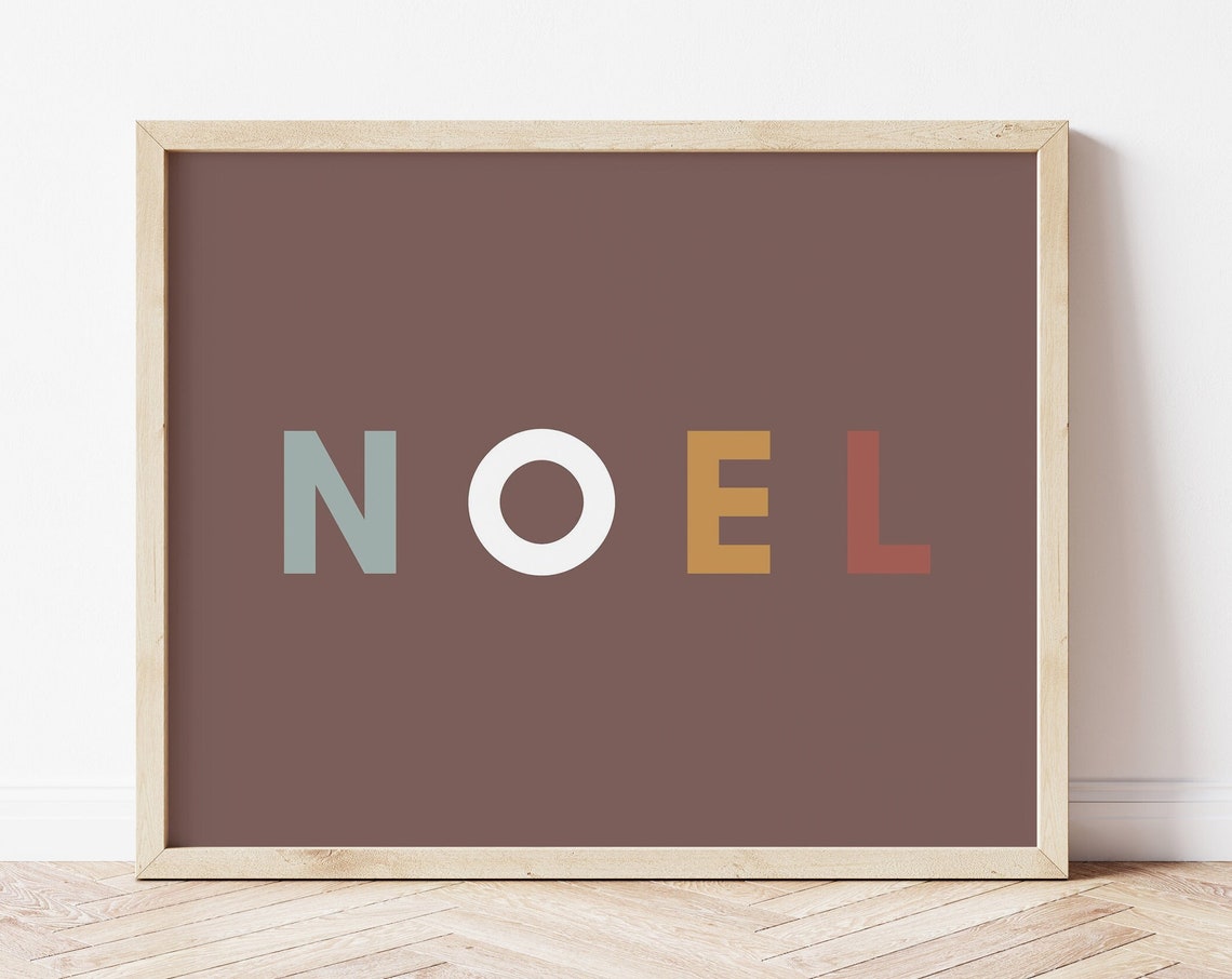 Noel Colorful Block Letters Modern Brown Minimal Christmas Poster