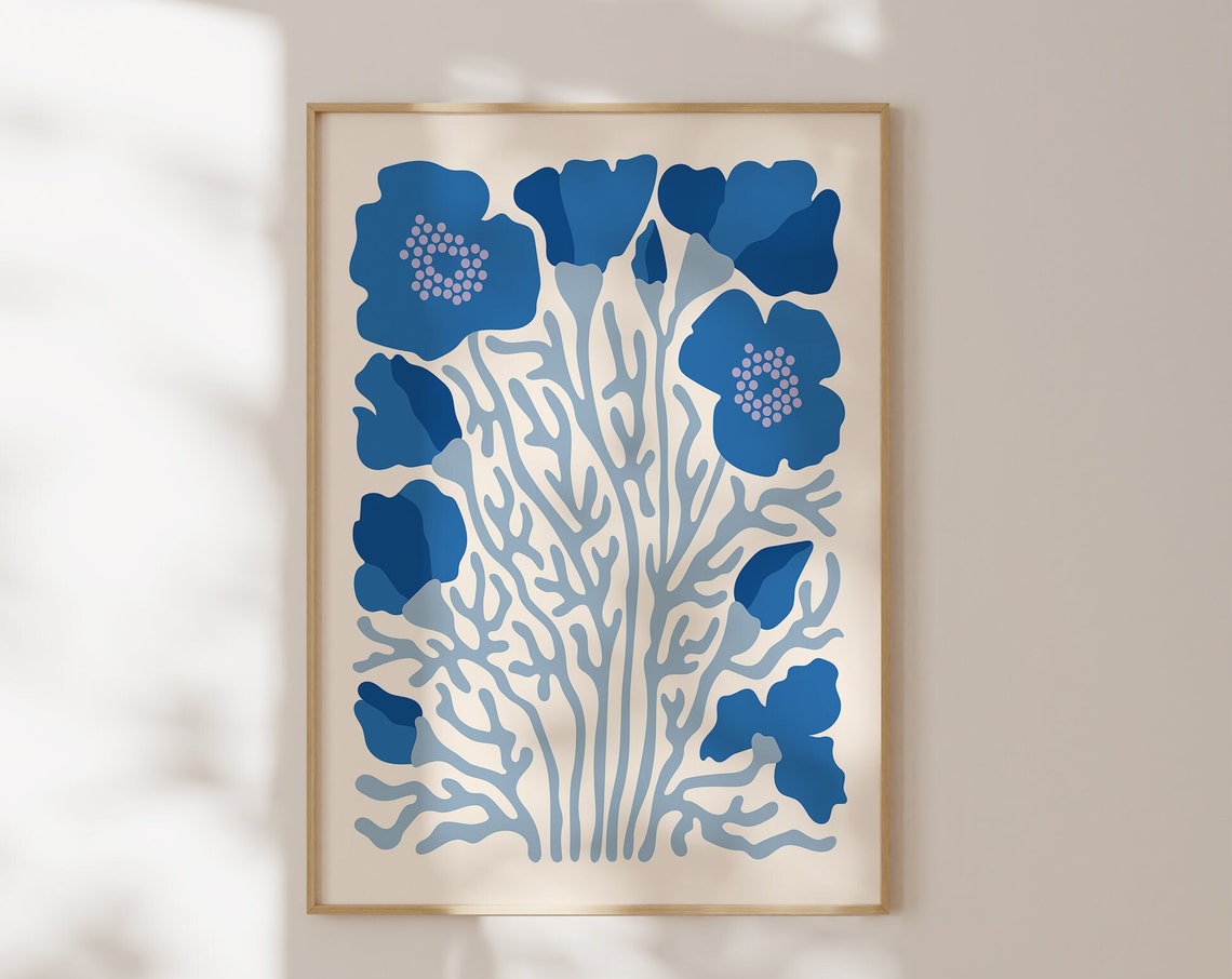 Blue Poppies Botanical Abstract Floral Flower Market Matisse Poster - Image 3
