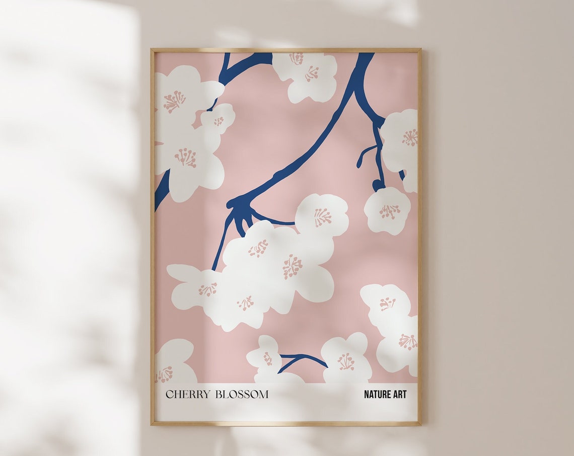 Cherry Blossom White Pink Floral Botanical Nature Study Wall Art - Image 4