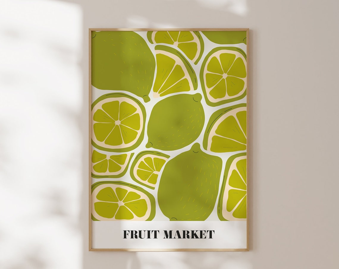 Fruit Market Limes Green Citrus Kitchen Retro Botanical Poster - Image 4