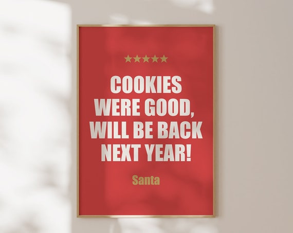Funny Christmas Print Christmas Wall Art Santa Decor Trendy Rating Sign Festive Poster Holiday Decor Typography Poster