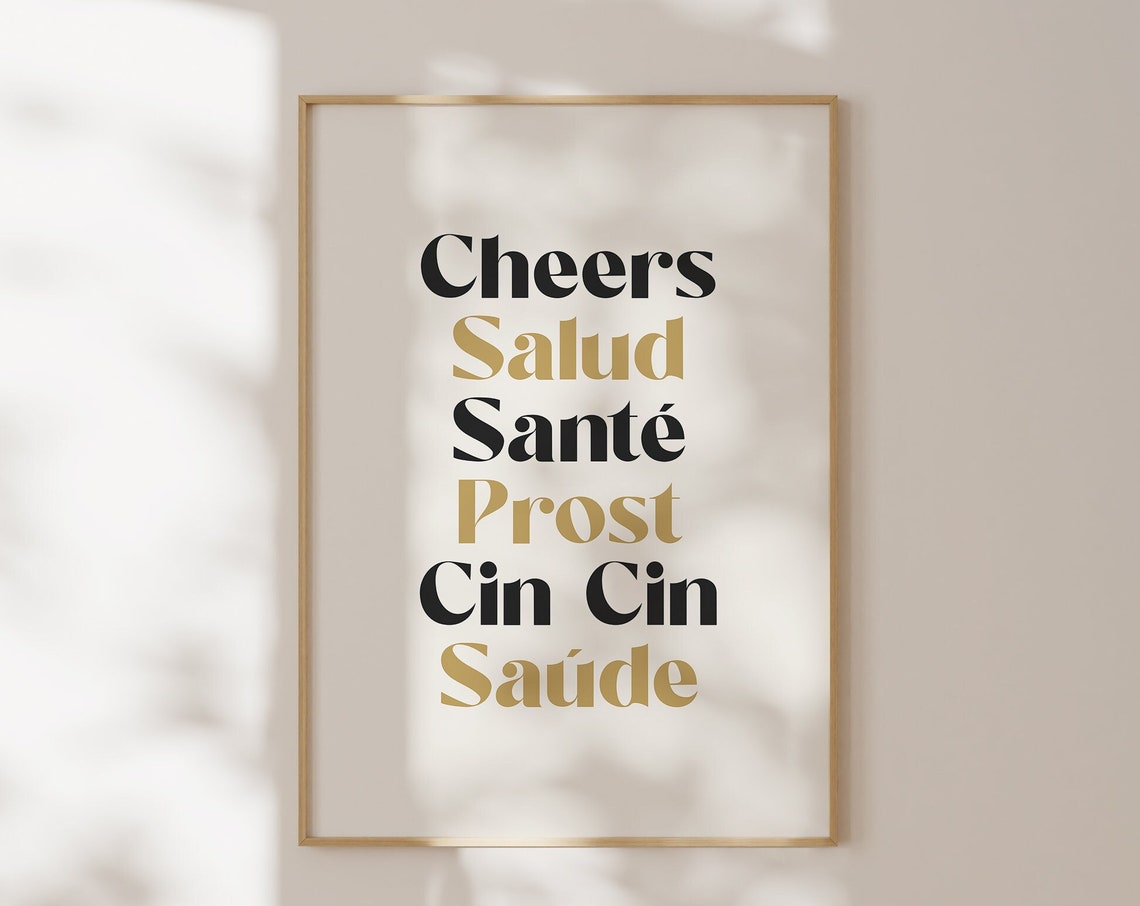 Cheers Salud Sante Prost Cin Cin Saude Multilingual Toast Wall Art - Image 2