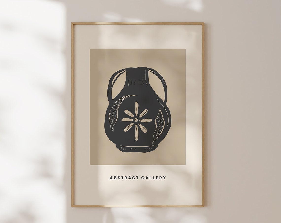 Black Abstract Vase Amphora Gallery Beige Minimal Kitchen Art Poster