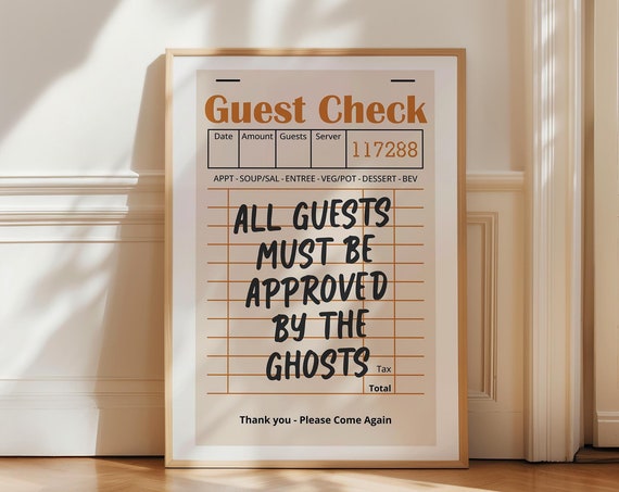 Halloween Guest Check Funny Quote Poster Guest Check Print Retro Halloween Decor Halloween Print Halloween Wall Art