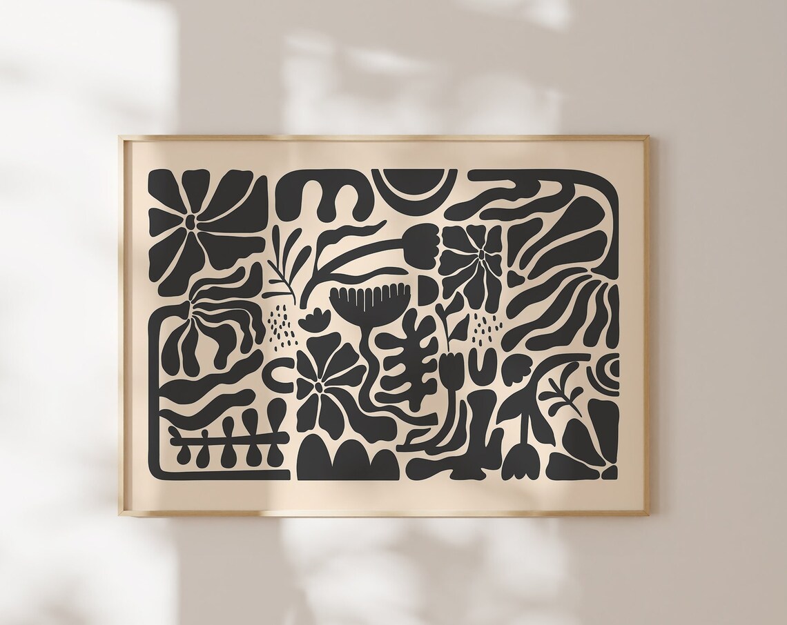 Botanical Retro Abstract Art Print, Home Decor