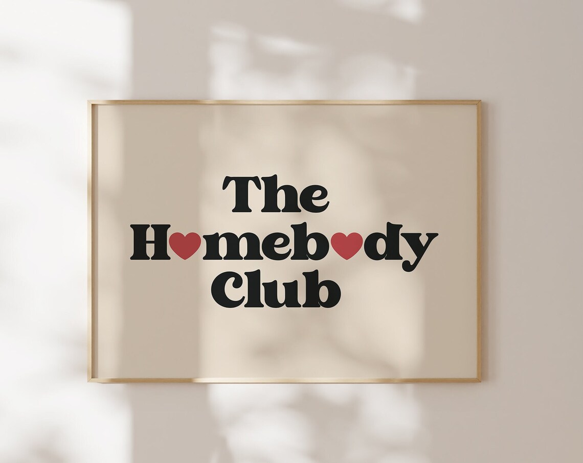 The Homebody Club Retro Heart Lettering Cozy Home Wall Poster - Image 4