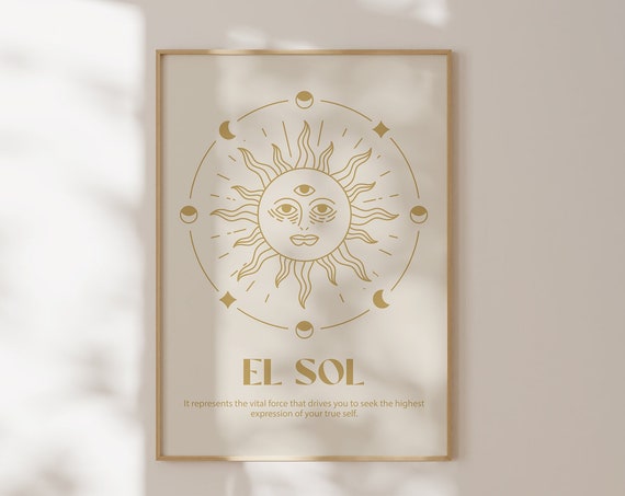 Vintage Sun Print El Sol Poster Inspirational Quote Sun Poster Apartment Decor Spiritual Print Motivational Art Wall Art
