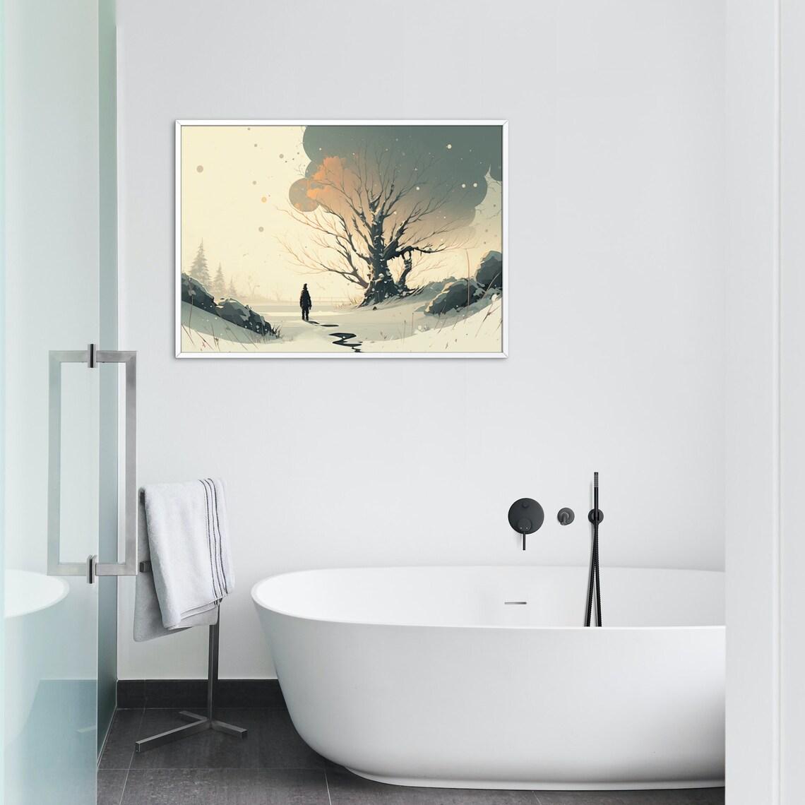 Winter Trees Art Print, Vertical Winter Landscape - Image 3