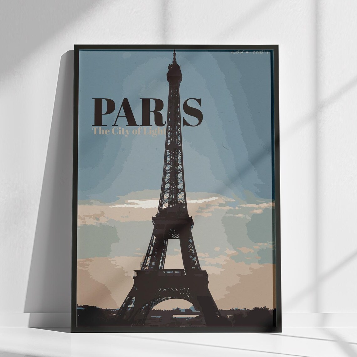Paris Eiffel Tower Vintage Poster City of Light Silhouette Travel Art