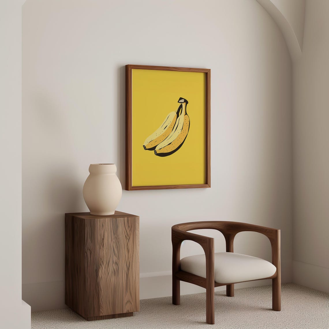 Pop Art Banana Illustration On A Bold Yellow Kitchen Wall Poster - Image 4