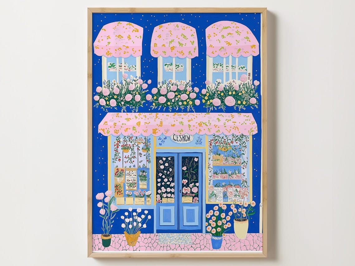 Flower Shop Print Florist Print Garden Shop Flower Market Print Flower Shop Floral Pink Wall Art Spring Wall Art Floral Wall Art