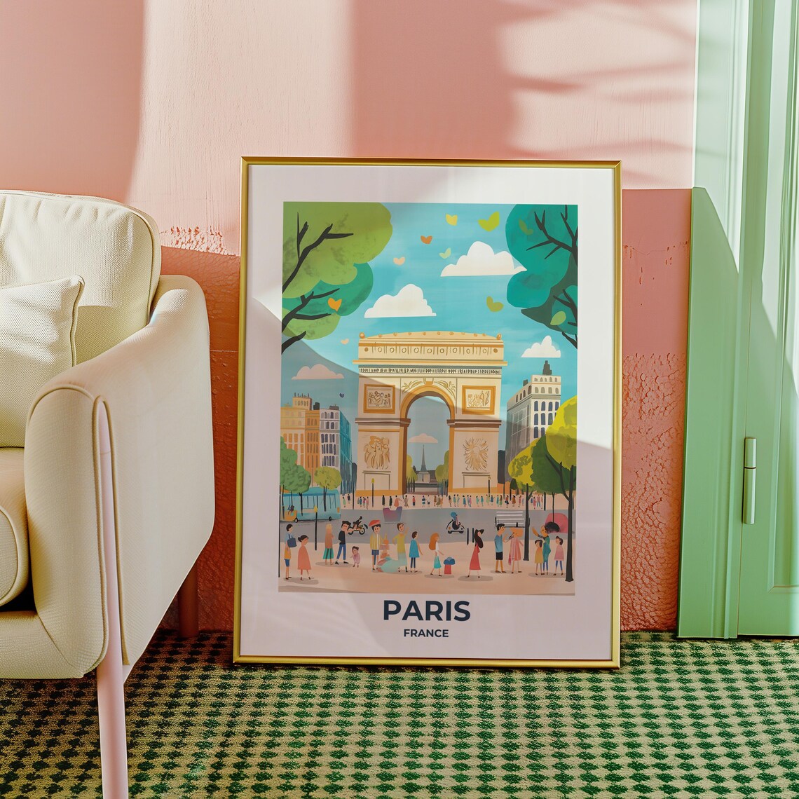 Paris Arc de Triomphe Sunny Street Festival Crowds France Poster - Image 4