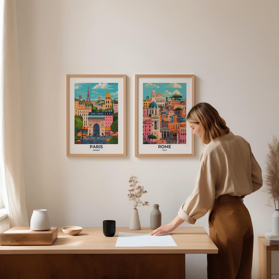 Paris City Landmarks Vintage Travel Print With Eiffel Tower View - Image 2