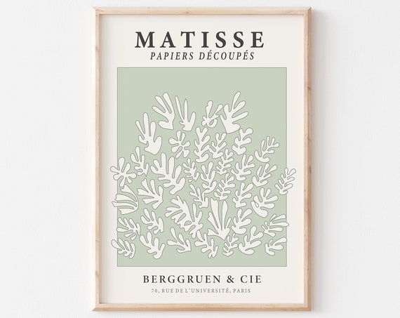 Matisse Exhibition Poster La Gerbe Minimalist Art Print Abstract Shapes Wall Sage Green Home Decor Unframed